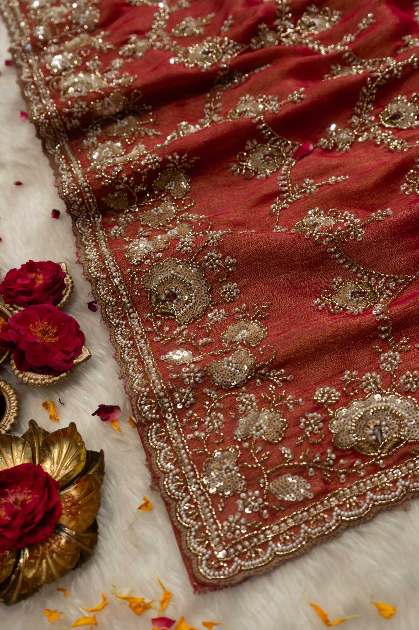Tissue Silk Regal Floral Jaal Saree