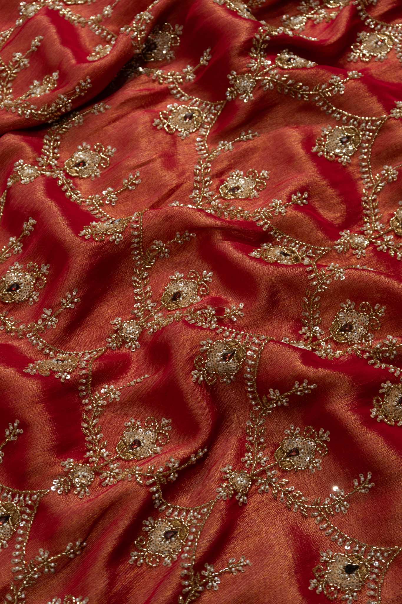 Tissue Silk Regal Floral Jaal Saree
