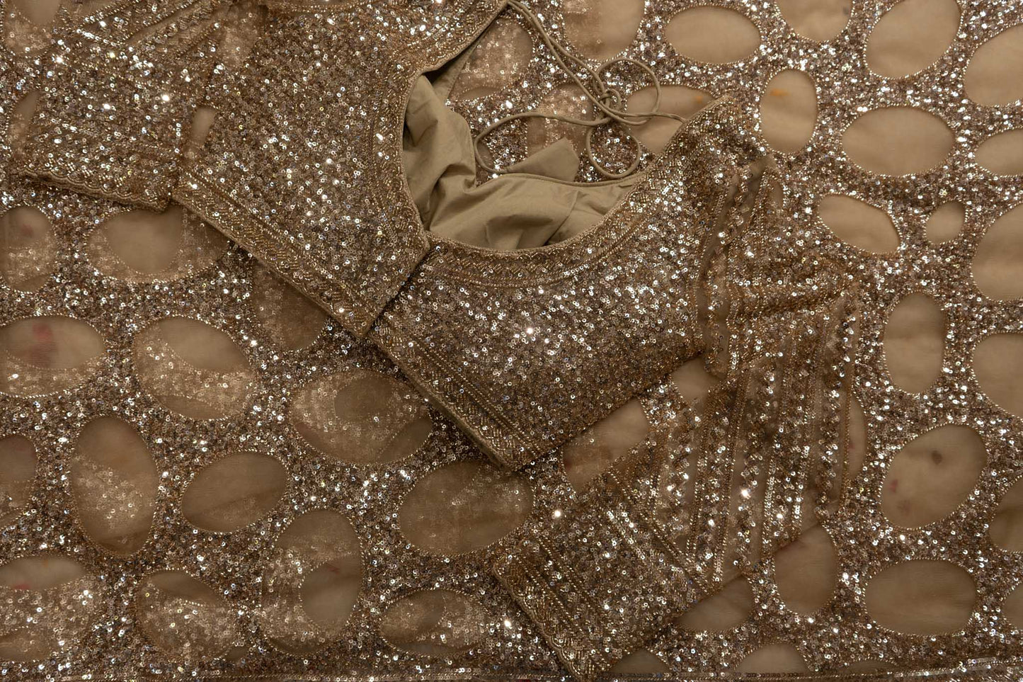 Premium Net Honeycomb Sequence Saree