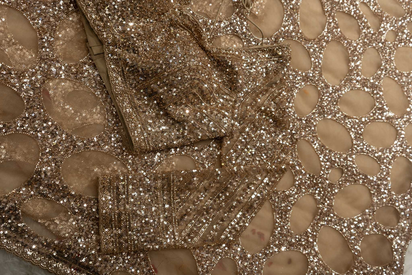Premium Net Honeycomb Sequence Saree