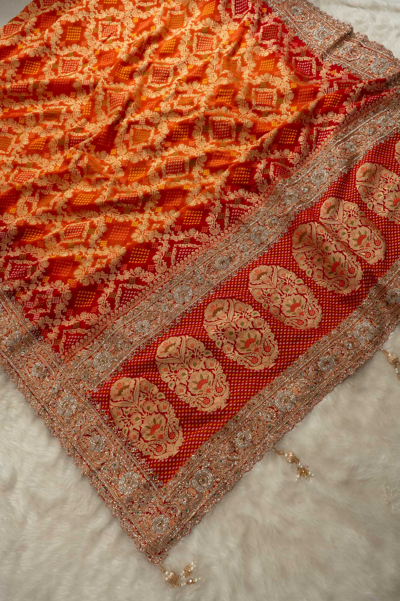 Khaddi Georgette Heritage Bandhani Saree