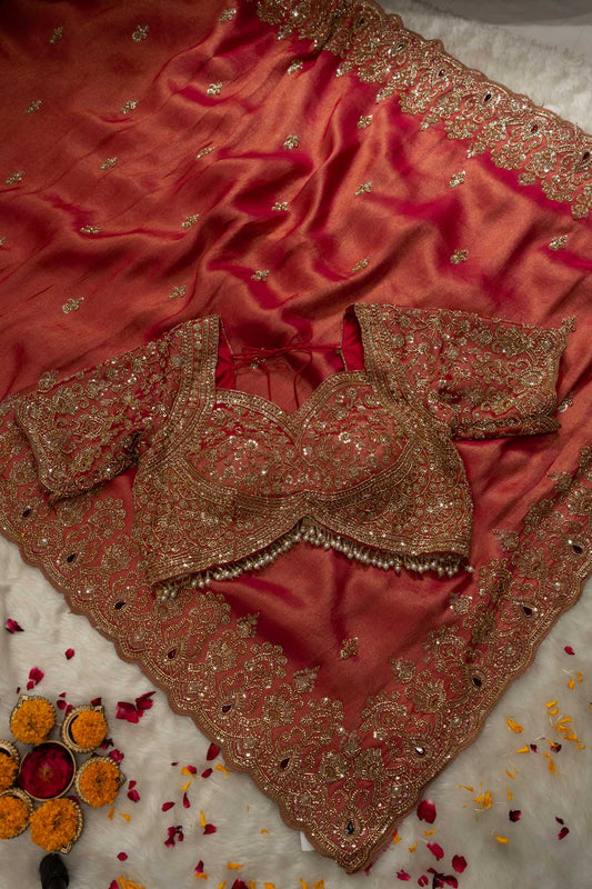 Soft Tissue Silk Scalloped Saree