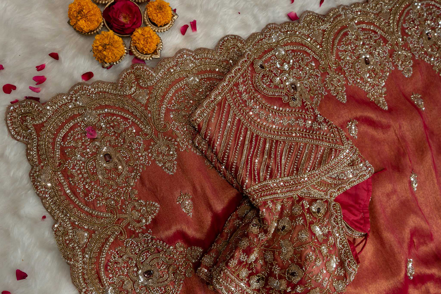 Soft Tissue Silk Scalloped Saree