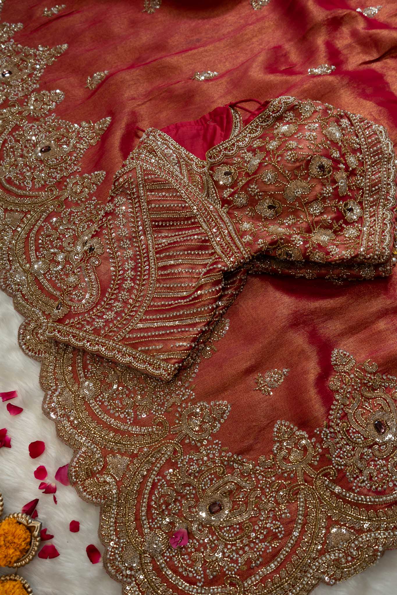 Soft Tissue Silk Scalloped Saree