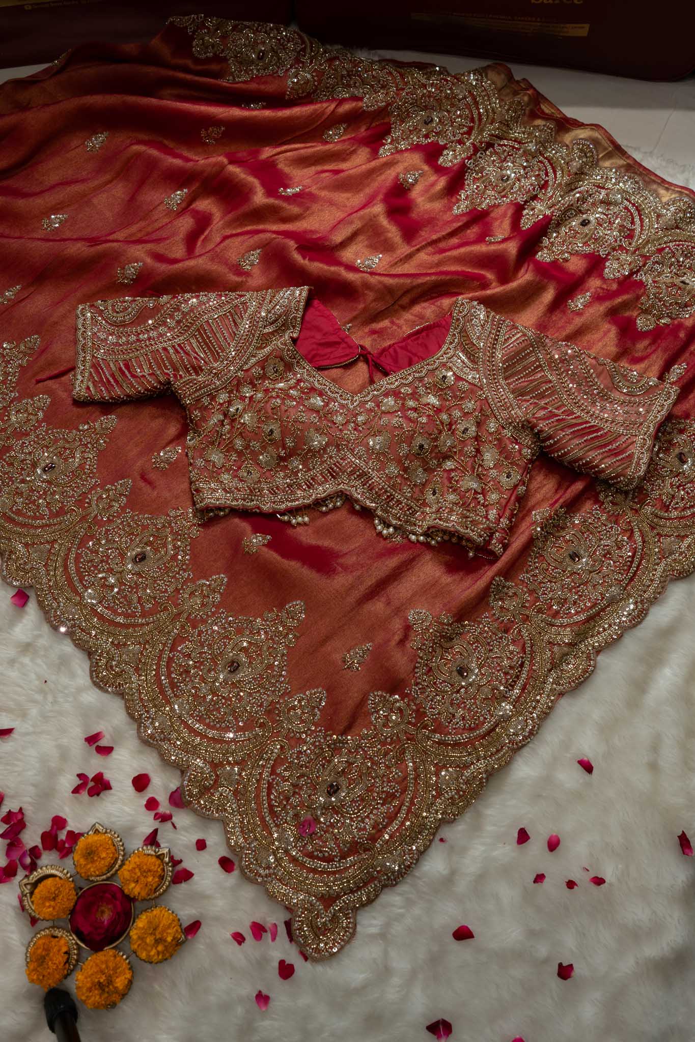 Soft Tissue Silk Scalloped Saree