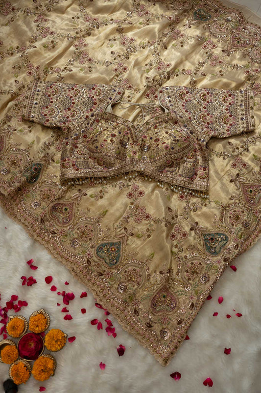 Tissue Silk Heart-Border Jaal Saree