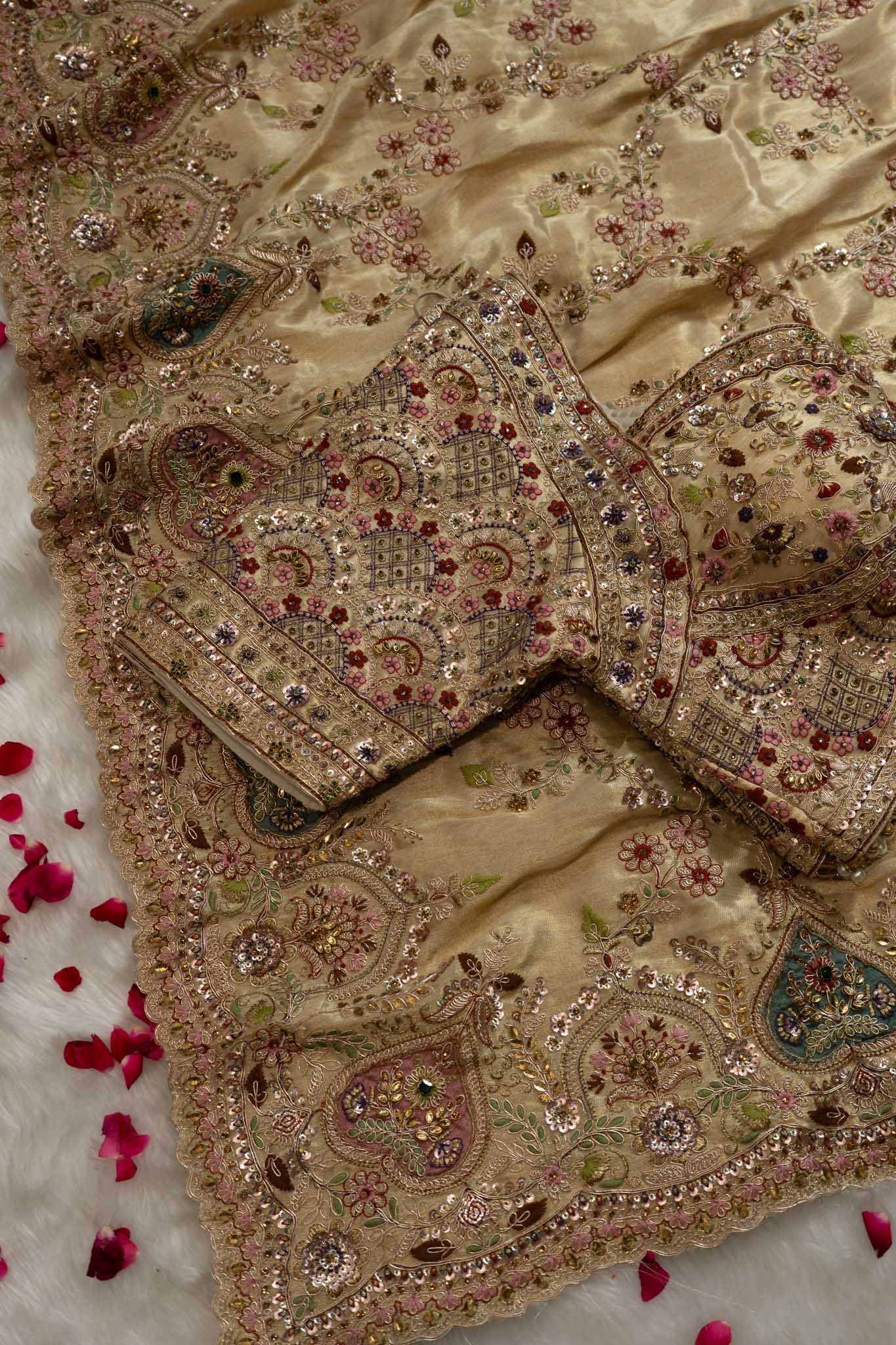 Tissue Silk Heart-Border Jaal Saree