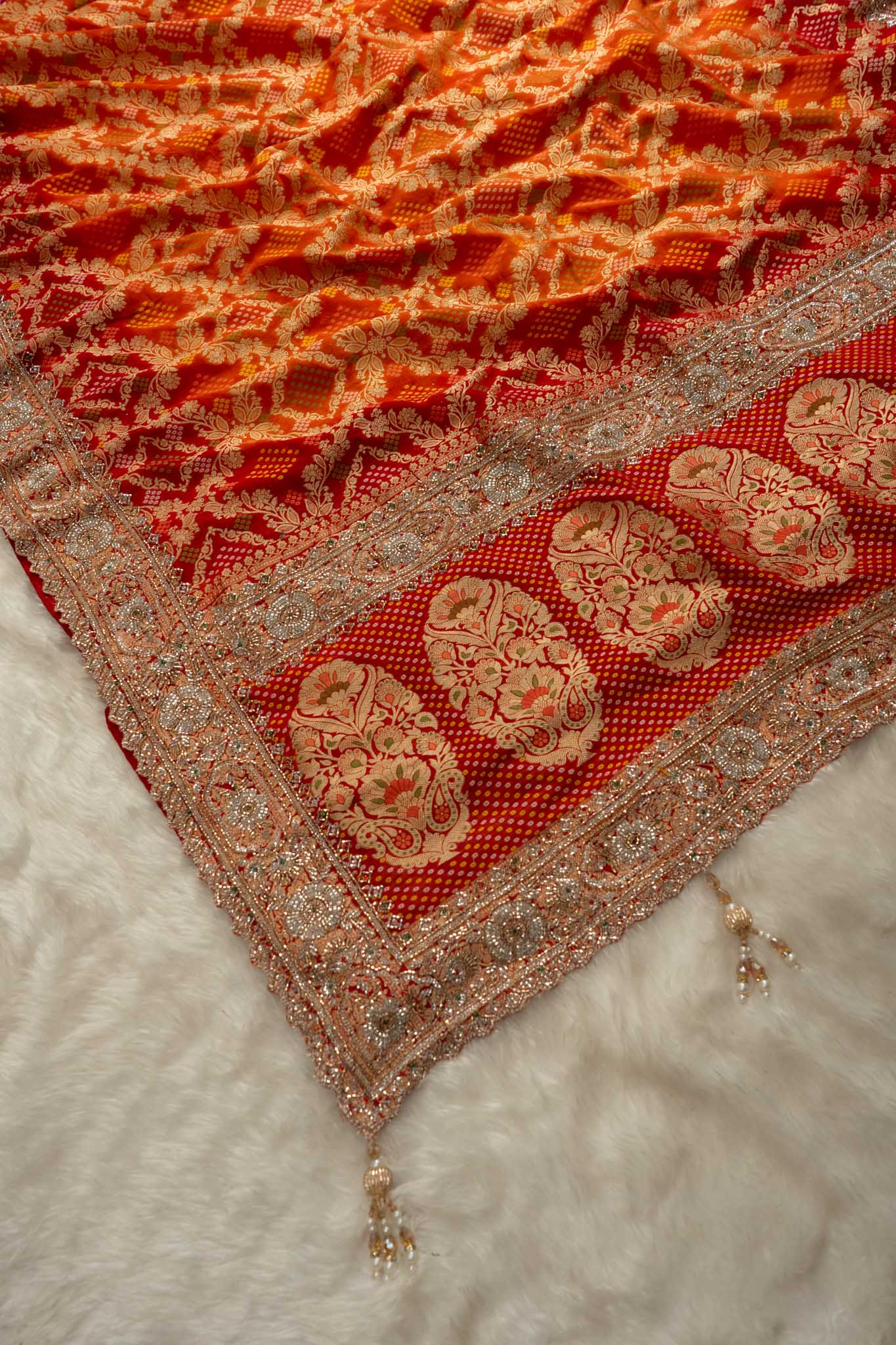 Khaddi Georgette Heritage Bandhani Saree