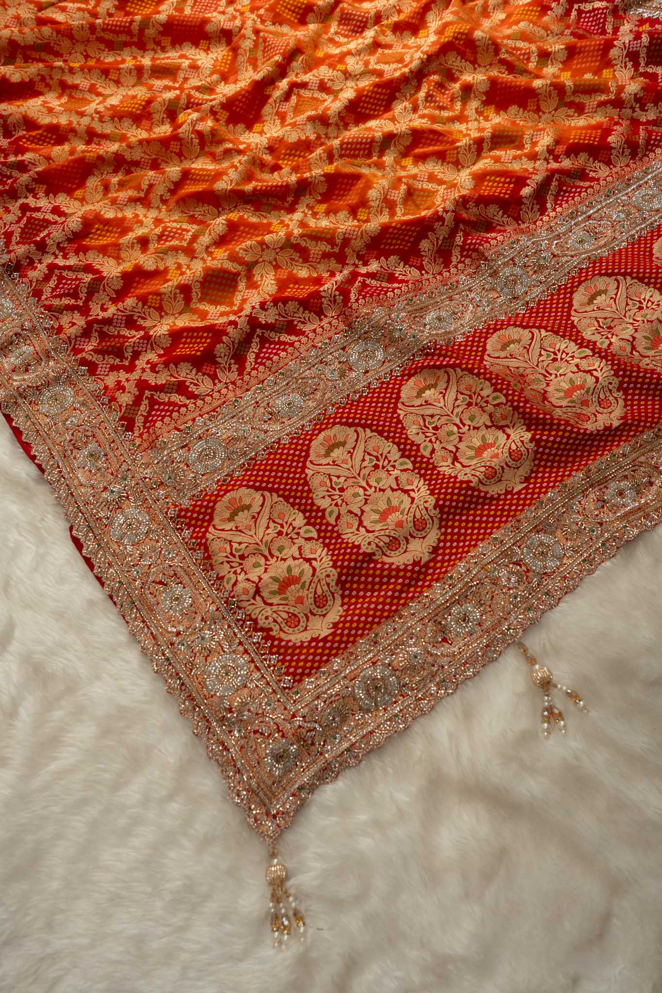 Khaddi Georgette Heritage Bandhani Saree