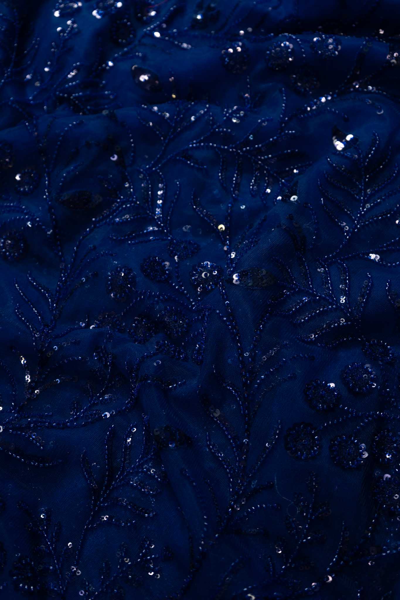 Premium Net Sequin Leaf Jaal Saree