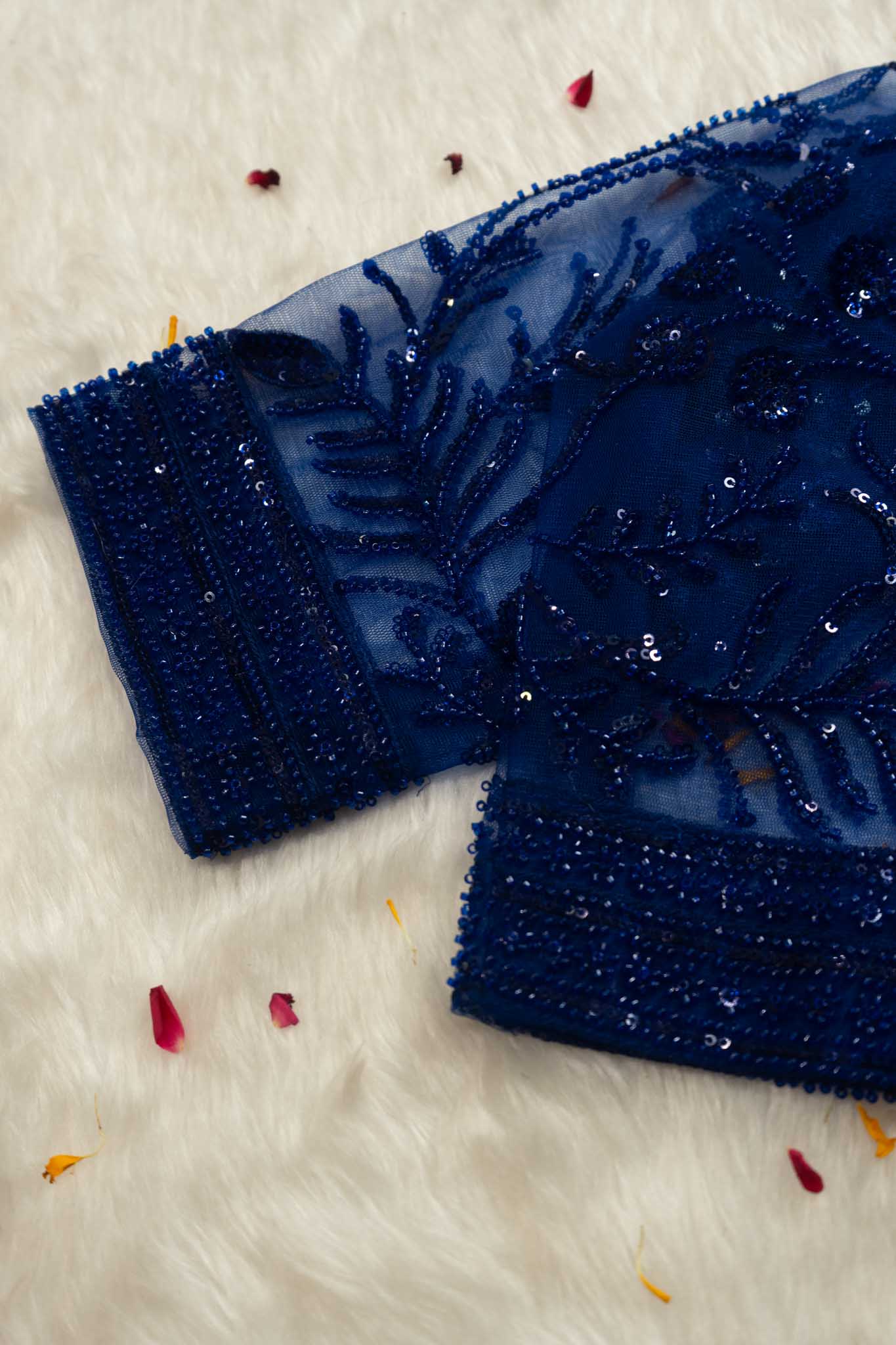 Premium Net Sequin Leaf Jaal Saree